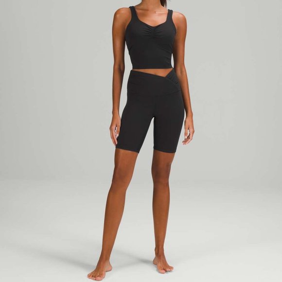 lululemon athletica Pants - Lululemon Align Ruched Waist High-Rise Short 8" Size 6 NWT Black